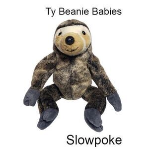 Ty Beanie Babies SLOWPOKE the Sloth Plush Retired Vintage Stuffed Animal 9"